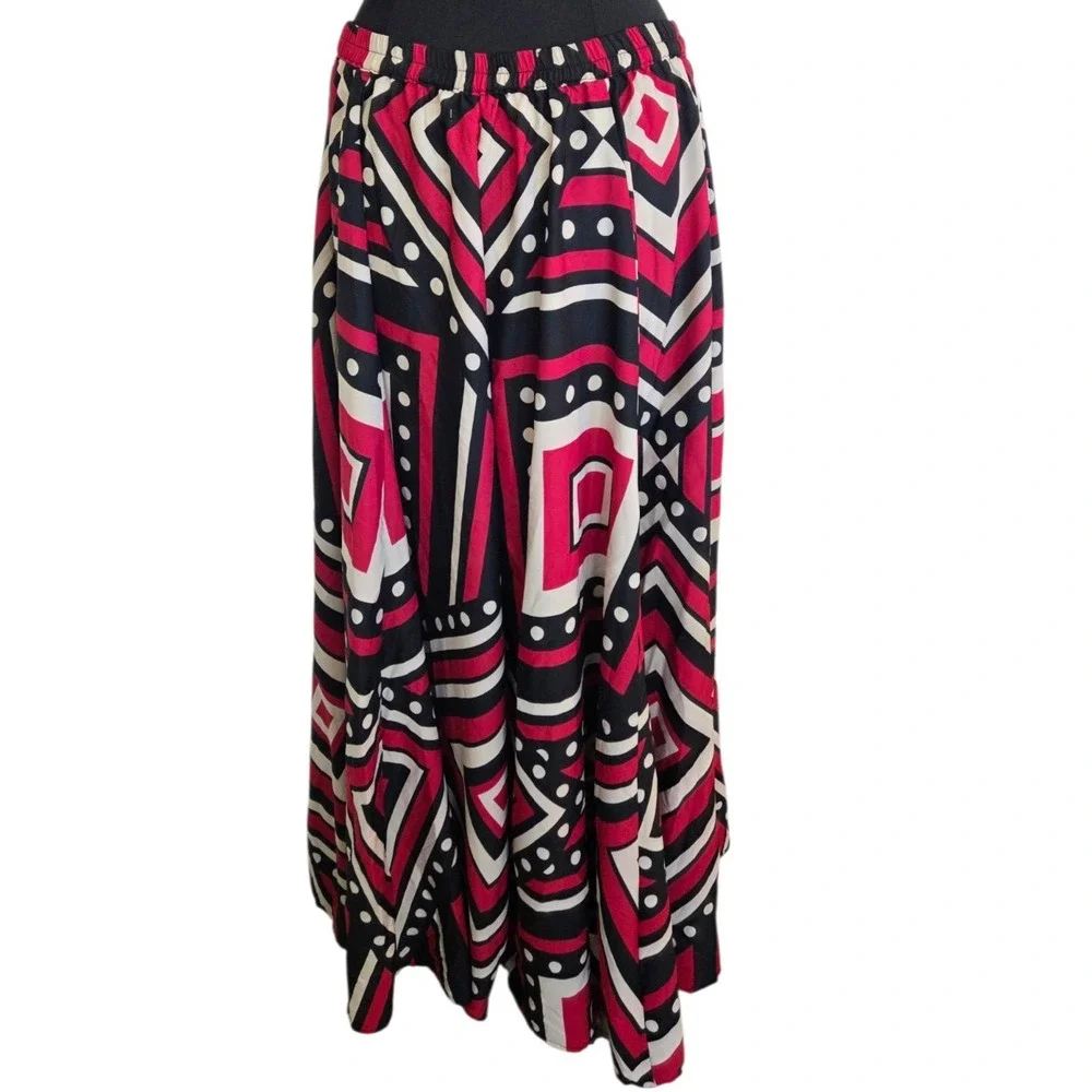 Truly 4 You Maxi Skirt‎ Boho Festival Maximalist Geometric Elastic Waist Size L